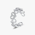 Classic Simple Fine Jewelry Anniversary Gift 925 Sterling Silver Fashion Hearts Adjustable Ring for Women