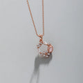 925 Sterling Silver Fashion Rose Flower Necklace Zircon Pink Jade Gemstone Necklace Fine Jewelry Necklaces for Women Girls