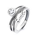 Fashion Opening Ring Women's Double Cross  Face Retro Personality Versatile Set Diamond Ring