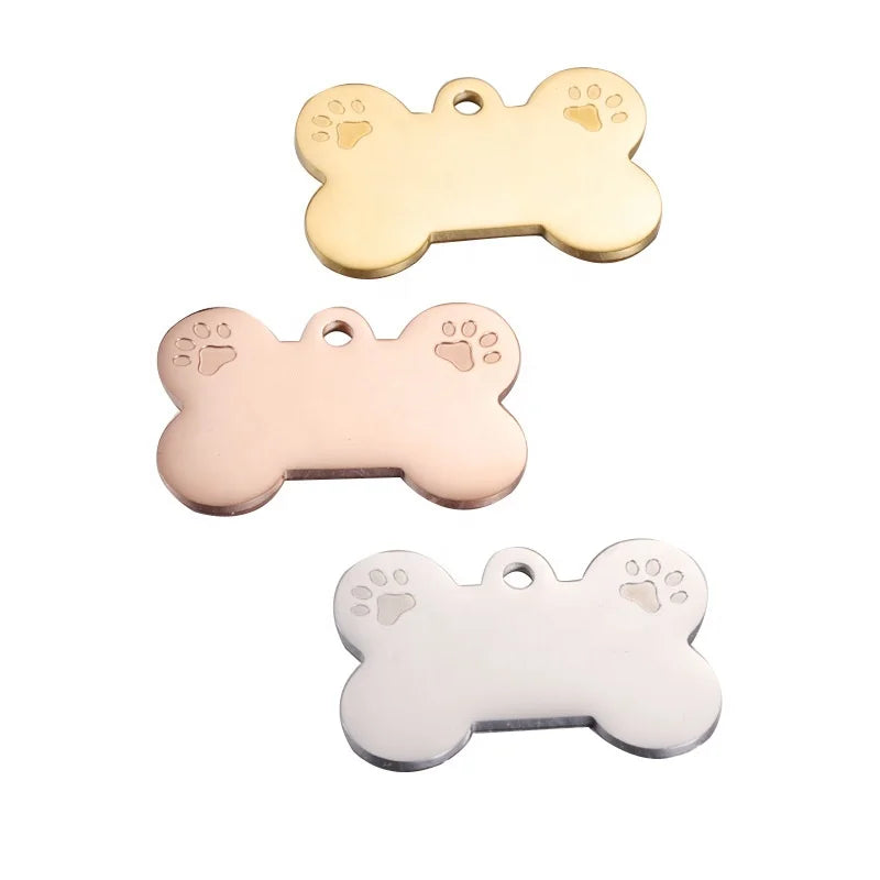Custom Made Stainless Steel Dog Paw Print Pet Bone Metal Pendants Charm for Pet Jewelry Making