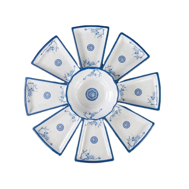 Hot Pot Restaurant Tableware Plate  Porcelain Melamine Banquet Round Table Platter Set Plate Combination Set Plastic