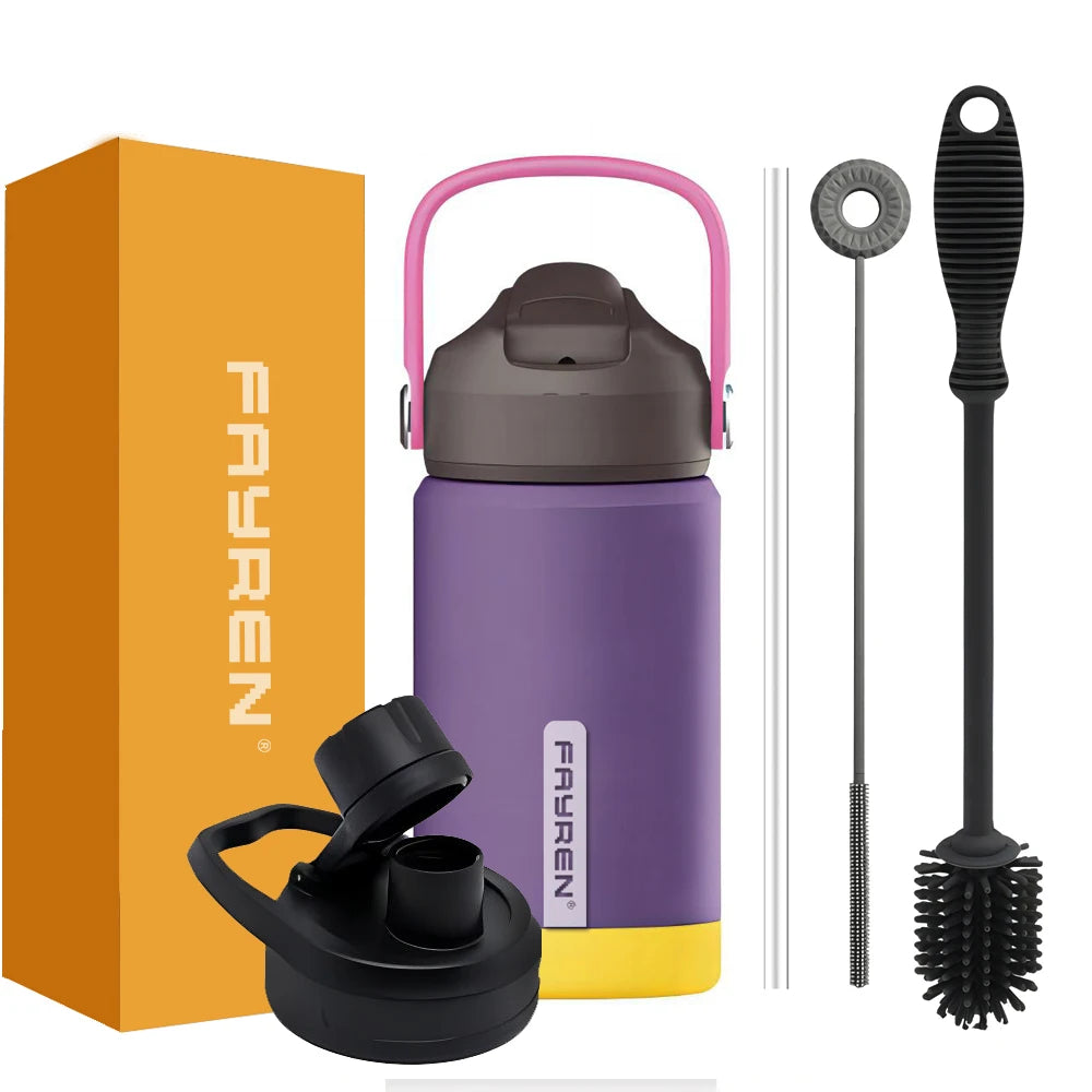 Portable Travel Sports Double Wall Insulated Vacuum Flask Drink Water Bottle