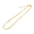 18K Real Gold Plated Necklace  40cm 16'' Inches Length  Thin Oval Paper Clip Shape Jewelry Findings Supplies