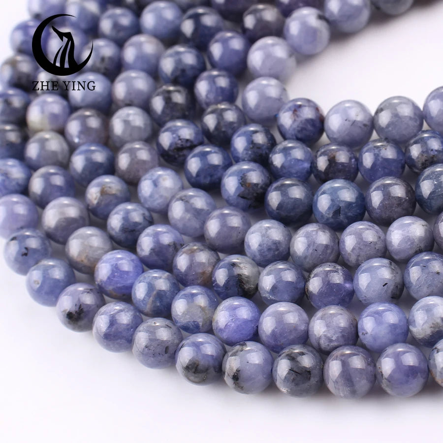 Zhe Ying 6/8/10mm Tanzanite Stones Heailing Crystal Tanzanite Gemstone Beads Bracelet Gemstone Necklace Natural Tanzanite Beads