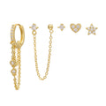 Fine Jewelry Set Chain Tassel Studs Earring 925 Silver Earring Set 18K Gold Plated Geometric Design Earring for Gift