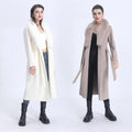 Fashion Long Style Women Cashmere Wool Fur Collar Coat