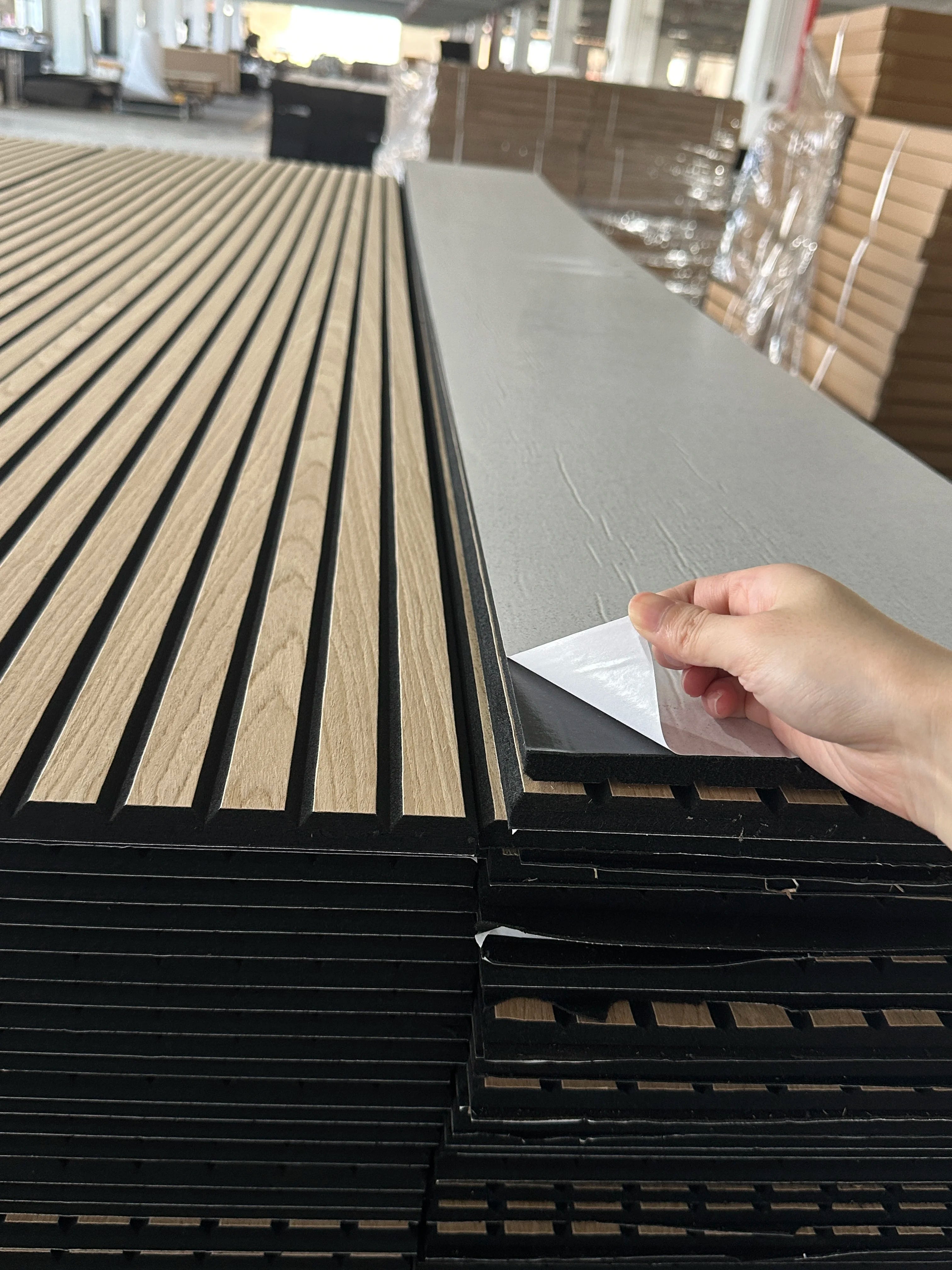KASARO  Home Decor Interior Home Wlanut Wooden Soundproof Akupanel Slat Wall Panels Light Self-adhesive Acoustic Ceiling Panels