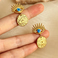 Evil Eye Earrings High-grade Stainless Steel 18K Gold Plated Retro Nazar Amulets Earrings