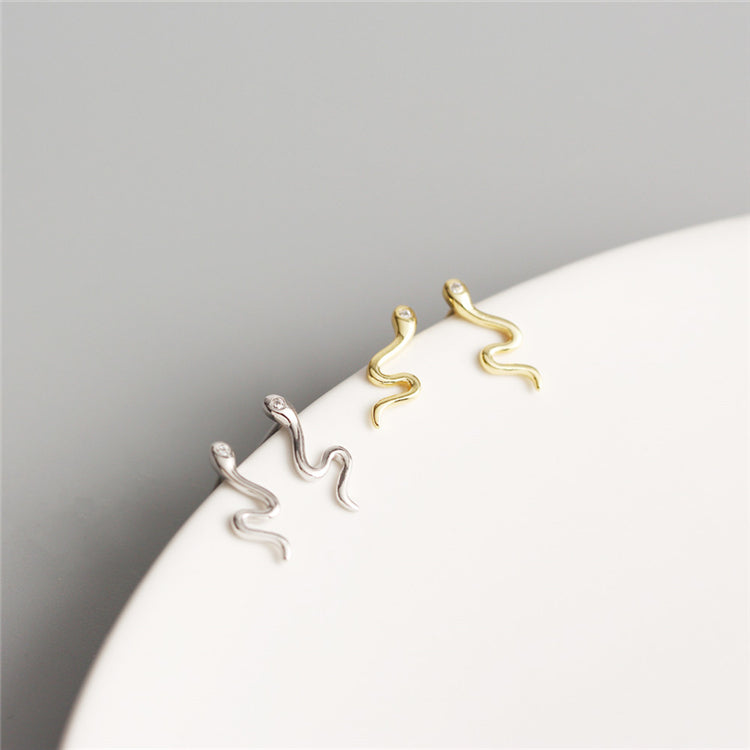 2025 Gold Plated 925 Sterling Silver Stud Snake Tiny Earrings Stud Earrings Jewelry