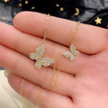 Gold Plated Brass Zircon Butterfly Necklace Full Diamonds Minority Design Women's Clavicle Link Chain High-grade Wedding Party