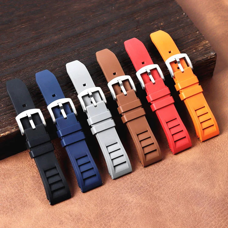 EASILIFE  Custom Color Luxury 20mm 22mm Replacement Fkm Rubber Watch Band Strap with Quick Release