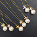Wholesale Pearl Hawaiian Jewelry Sets Can Open Perfume Essential Oil Bottle Gold Plated Necklace Earrings Set for Women Girls