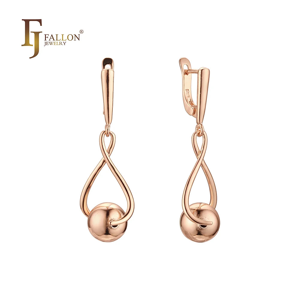 FJ Fallon Fashion Jewelry Beads Drop Earrings Plated in Rose Gold Brass Based