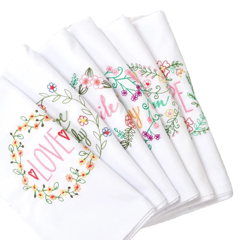 European Style Tea Towel Cloth Napkin Recyclable Embroidered Placemat Tea Towel Napkin Cotton Linen Dinner Napkins