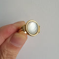 Fashion Jewelry Waterproof Non Tarnish 18k Gold Plated Stainless Steel White Shell Chunky Ring YF2454 MegaBDM