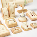 DIGU Oak with Microfiber Modern Wooden Jewelry Display Necklace Bracelet Set for Jewelry Store Display showcase Organizer Luxury