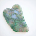 Huiying crystals hot selling moss agate face gua sha jade jagged square shape face guasha scraping board