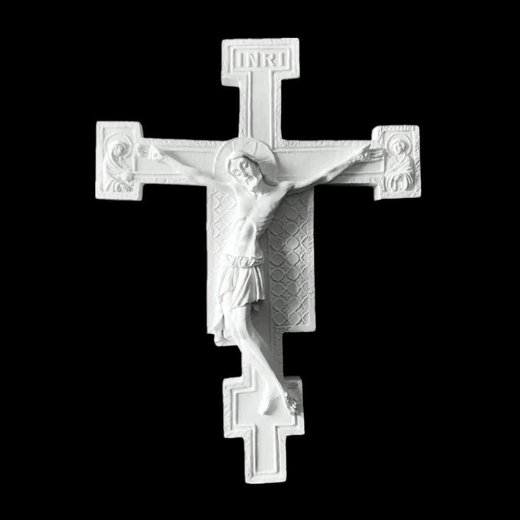 Custom Polyresin Statue Art Sculpture Model  Religious Wall Decoration White San Damiano Catholic Wall Cross Crucifix
