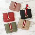 Diamond Bee Stripes Designer Purse Women Mini Card Pack Luxury Butterfly Buckle Cowhide Wallet Genuine Leather Designer Wallet