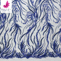 HY1559 Dark Blue Colour Sequence Tulle Sequins Lace Beaded Embroidery Bridal Laces Fabrics