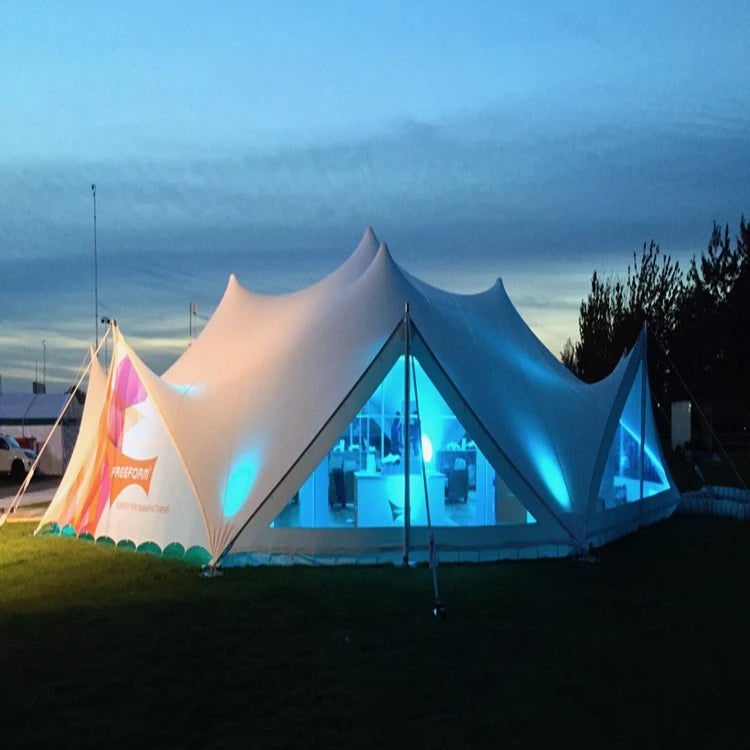 Motowin 8x12 Meters Outdoor Bedouin Stretch Tent Polyester Aluminum Waterproof Windproof Anti-UV for Wedding Party Music