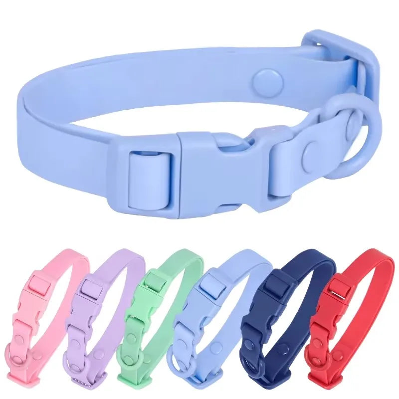 Durable PVC Silicone Pet Collar Waterproof Large Martingale Training Collar Comfortable Multicolor Soft Travel Modern Solid