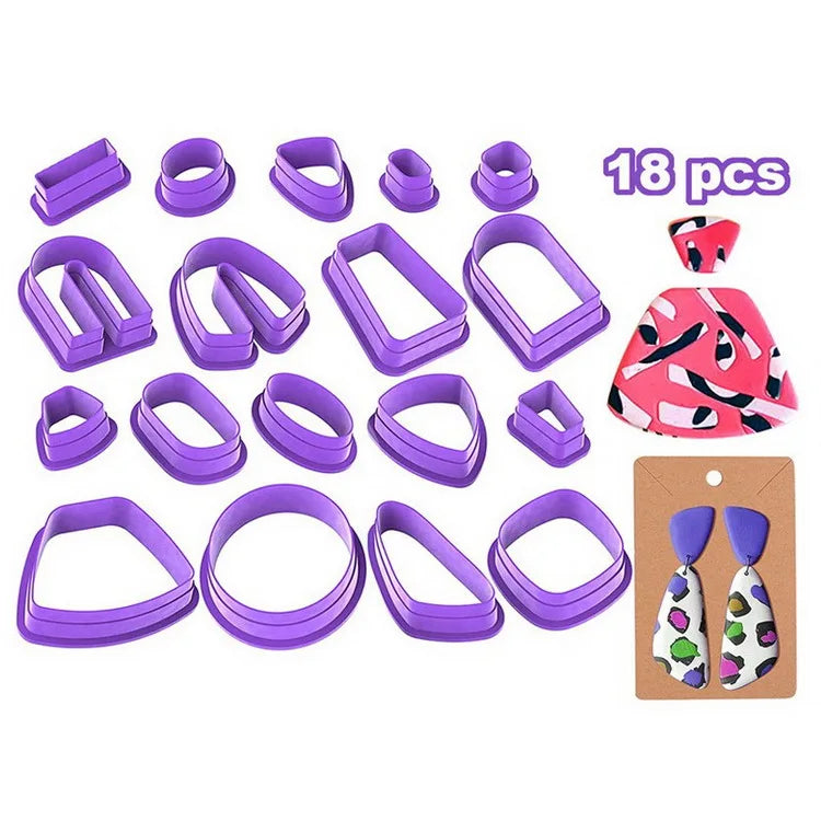 18 Piece Set Soft Pottery Molds DIY Handmade Plastic Clay Earring Cutter