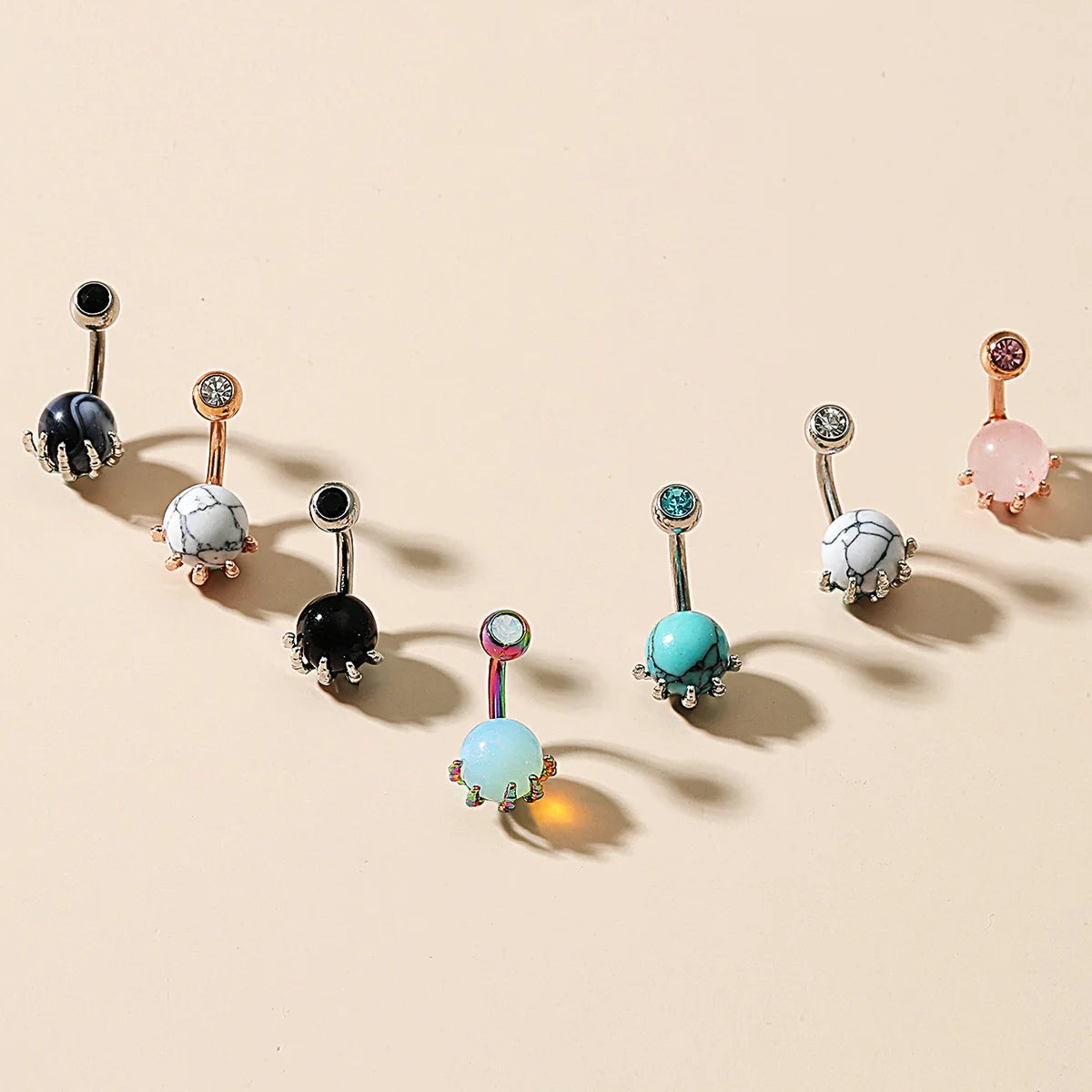 ZF Punk Belly Button Rings for Women Skull Hand Design 316L Surgical Steel 14G Belly Navel Ring Body Piercing Men