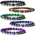European Beauty 8mm Gold Magnet Yellow Tiger Eye Stone Men's Single Circle Beaded Classic Gift Bracelet Creative Bead Pattern