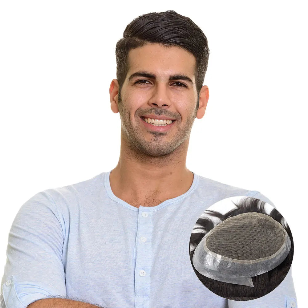 Australia Male Hair Prosthesis Lace PU Base Toupee Men Natural Hairline Natural Human Hair Toupee Men for Wig