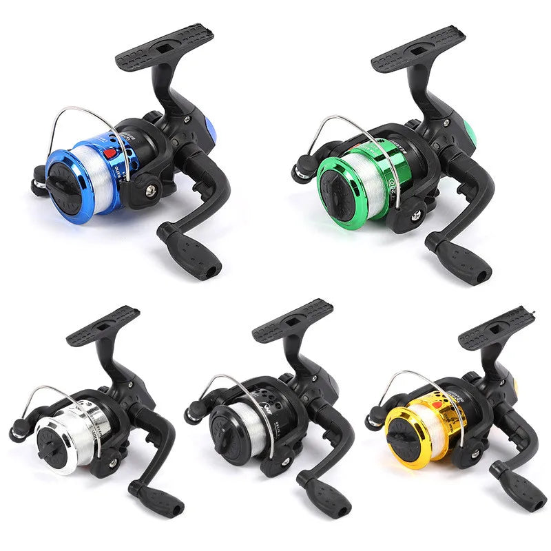 High Quality Fishing Spinning Reel with Line Mini Ice Fly Fishing Reel Size 200 Spinning Wheel Carp Fishing Reel