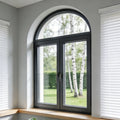Low Emissivity Heat Insulating Double Sash Arched French Aluminum Frame Casement Window for Hotel Room Interior