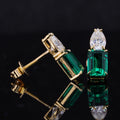 Starsgem Emerald With Pear Cut Moissanite Vvs Diamond Stud 18k Fashion Gold Earings