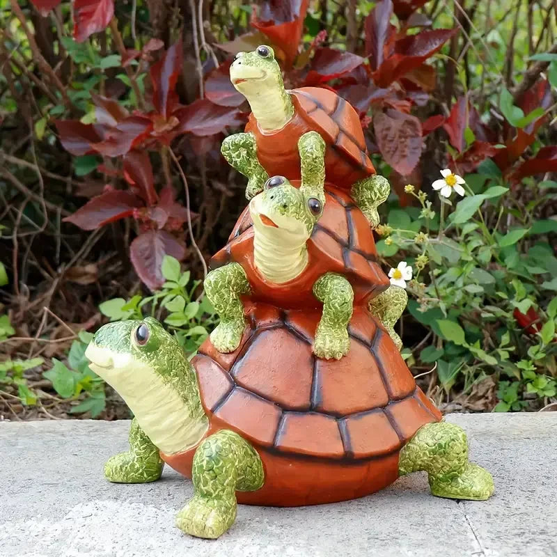 Lifelike Resin Stacked Turtle Figurine Hand-painted Textured Shell Cute Design Garden Wildlife Ornament Souvenir Fashion Animal