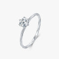 Ailmay Real 925 Sterling Silver Classic Simple Clear Zirconia Round Finger Ring for Fine Female Fashion Weddings Jewelry