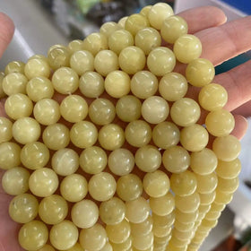 Natural Lemon Jade Round Loose Beads 4mm 6mm 8mm 10mm Stone Beads Strand for Jewelry Making