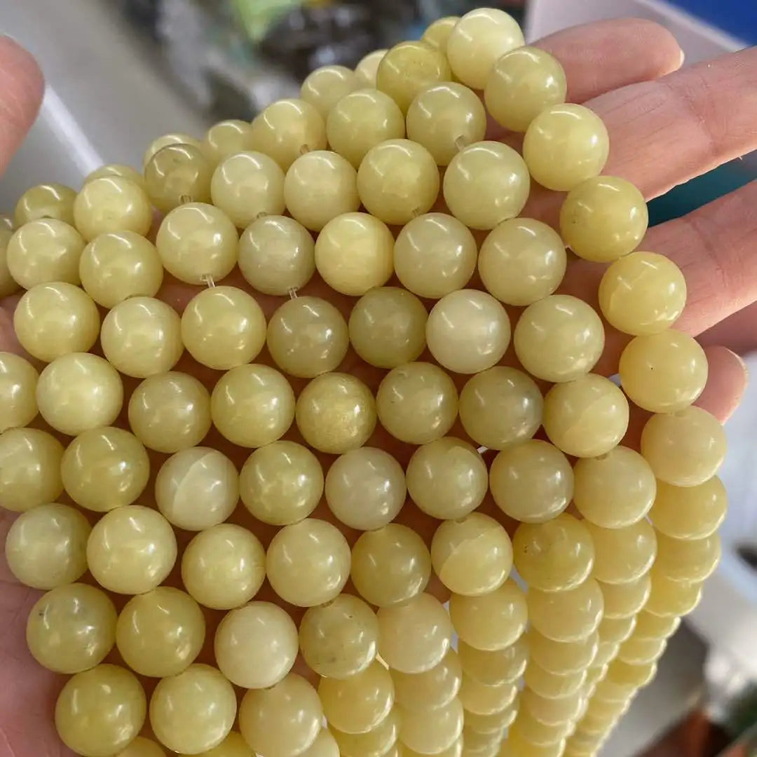 Natural Lemon Jade Round Loose Beads 4mm 6mm 8mm 10mm Stone Beads Strand for Jewelry Making