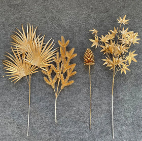 Golden Artificial Flower Eucalyptus Red Berries Artificial Plants Gold Artificial Flowers for Christmas