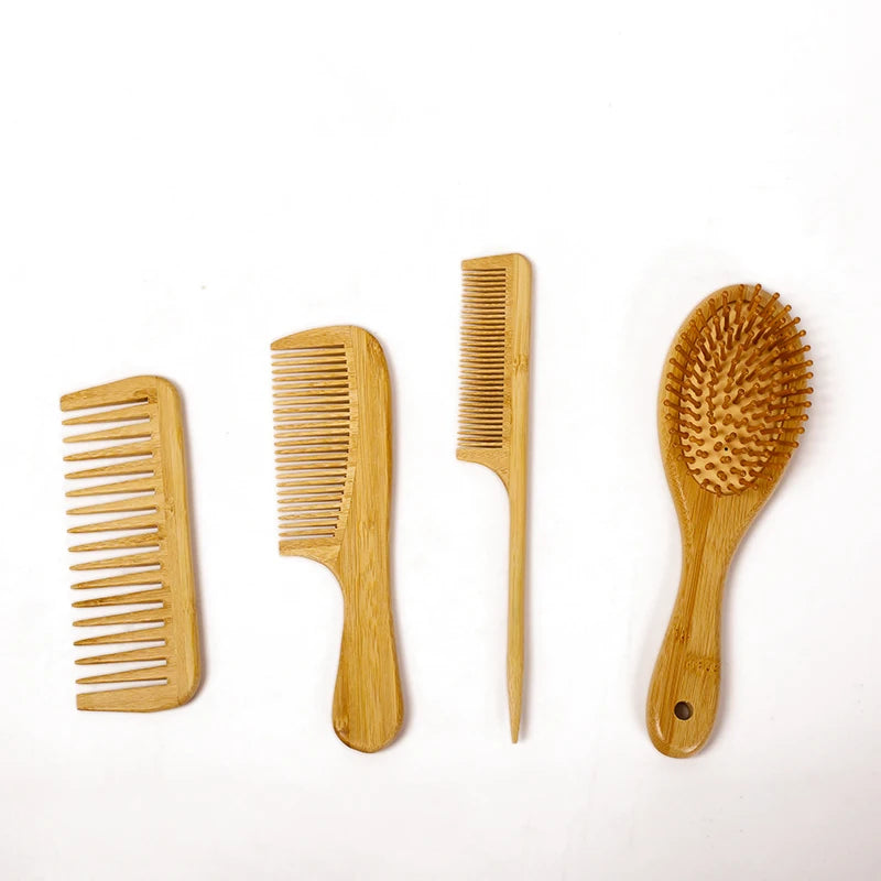 16*6*1cm Shower Short Bamboo Comb with Wide Tooth Comb Hairbrush for Bathroom
