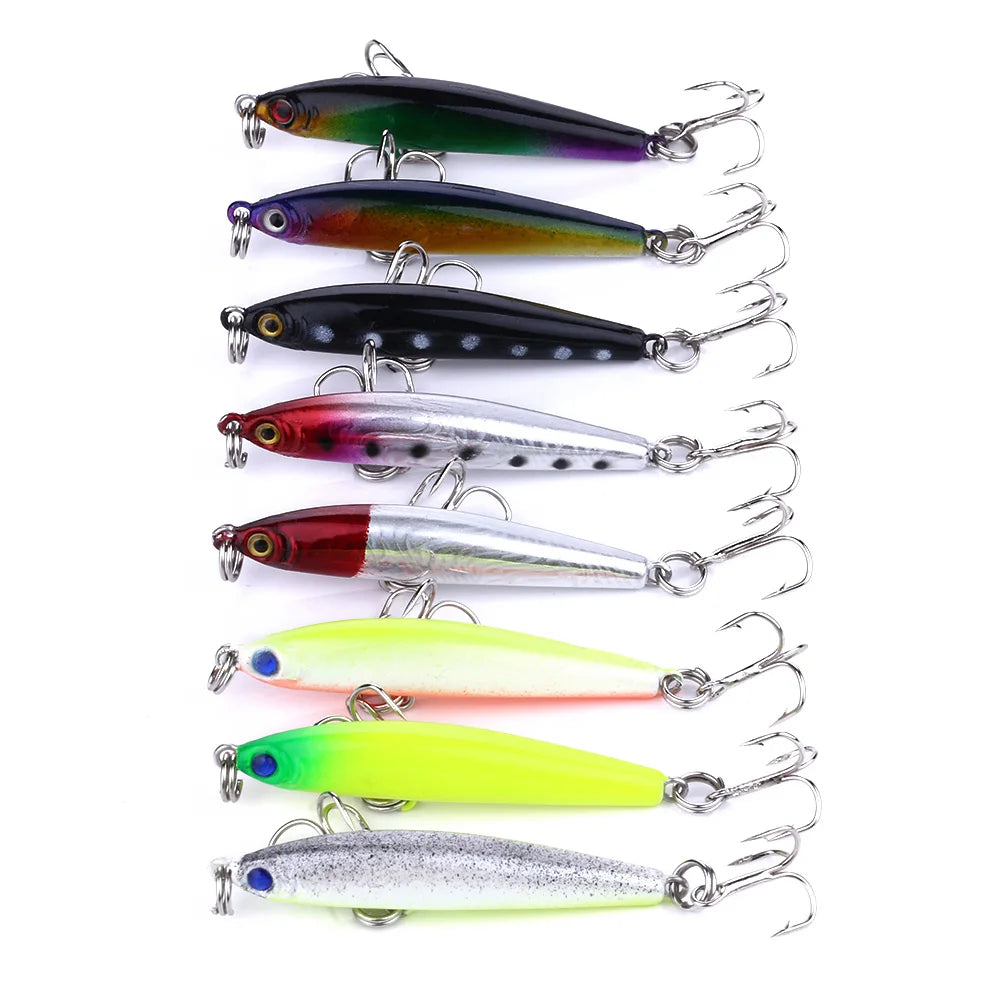 8pcs/set 5CM-3.4G Wholesale Mini Plastic Minnow Fishing Bait Swimbait Fishing Lures