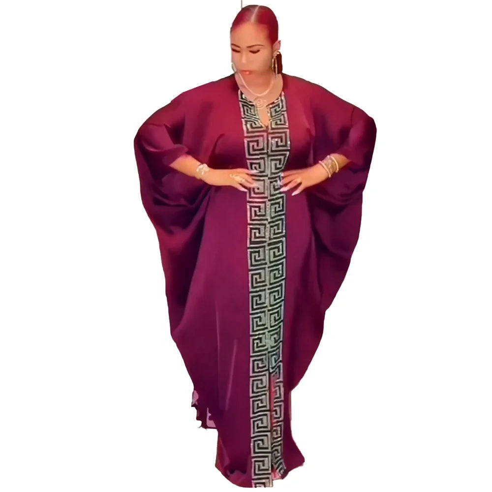 Best Boubou Femme African Design Dresses Rayon Church Dress for Women with Rhinestone Plus Size Option Available