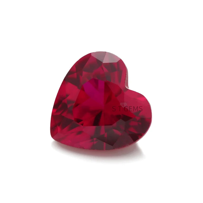 Lab Grown Ruby 8# Heart Cut Polished Loose Gemstone Corundum Factory Price
