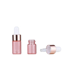 New Designs 1ml 2ml 3ml Rose Gold Mini Essential Oil Tube Bottle 5ml Cherry Pink Glass Cosmetic Trial Small Dropper Bottle