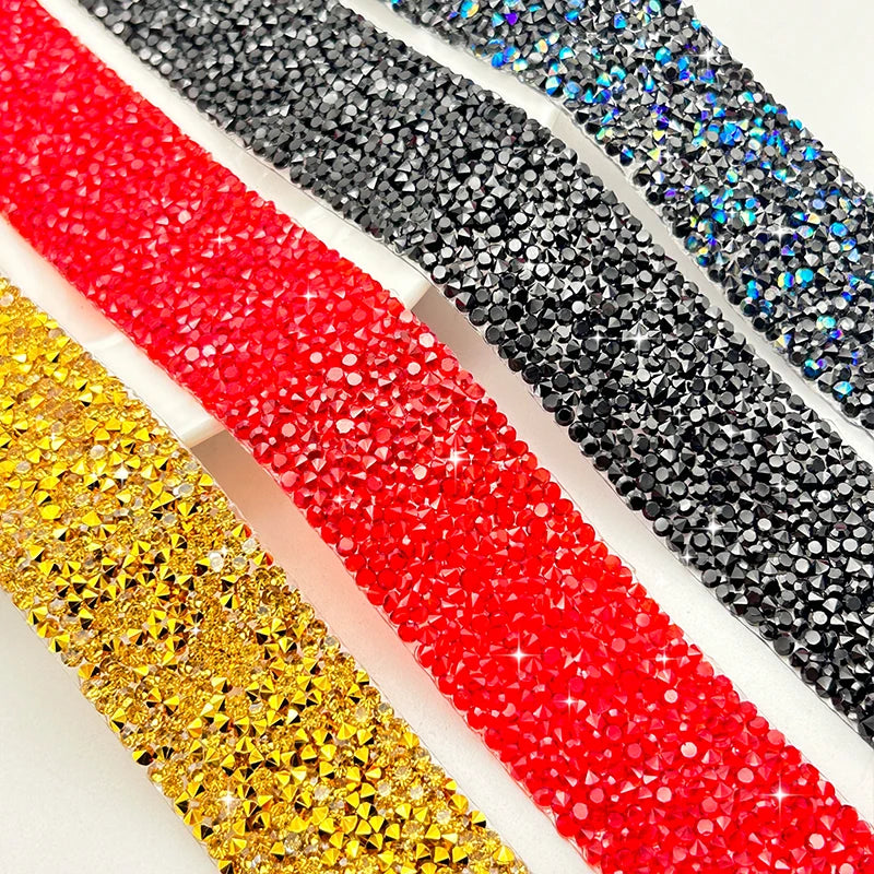 Bling 3cm Resin Stone Rhinestone Banding Tape Chain Hot Fix Diamond Trim Tablet Ribbon Applique High Iron Motif for Wedding