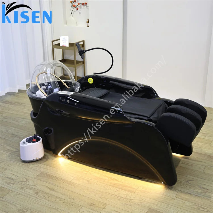 Modern Black Head Spa Japanese Water Circulatie Therapy Shampoo Bed Hair Salon Electric Massage Thai Head Spa Basin Hotel Spa
