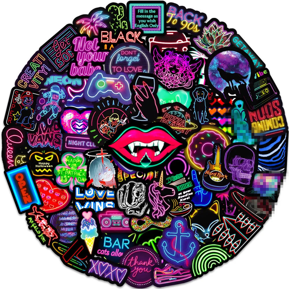 100PCS Newly Cool Fashional Games Sneaker Decals for Skateboard Luggage Phone DIY Anime Neon Sticker