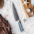 Professional 8" Inches Japanese 67 Layers AUS10 Damascus Carbon Steel Kitchen Chef Knives with Abalone Handle