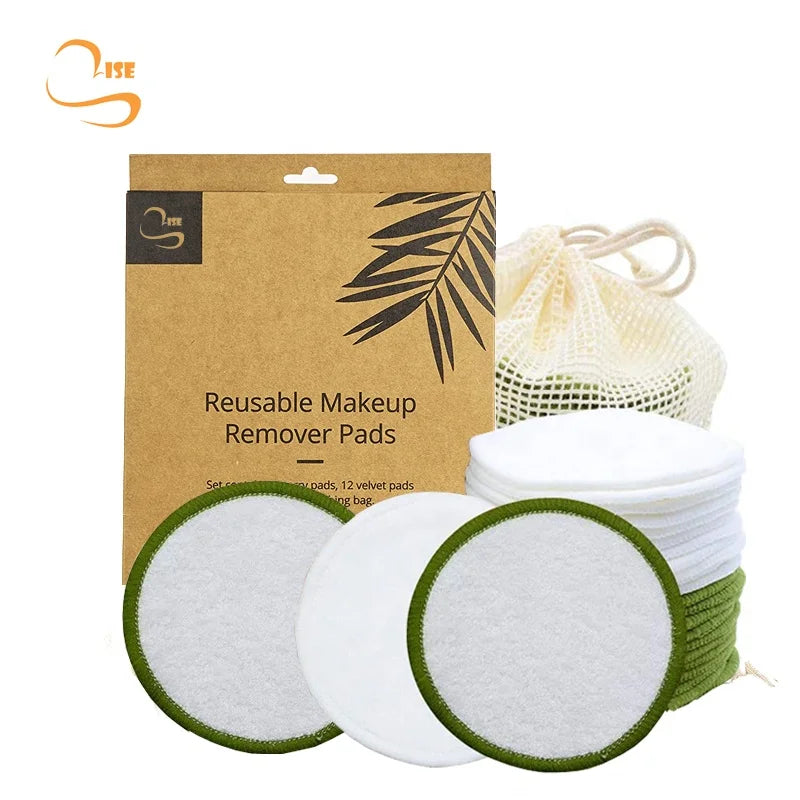 Eco-friendly 3.15" Round Washable Makeup Remover Pads Organic Laundry Bag Soft Bamboo Reusable Facial Wipes