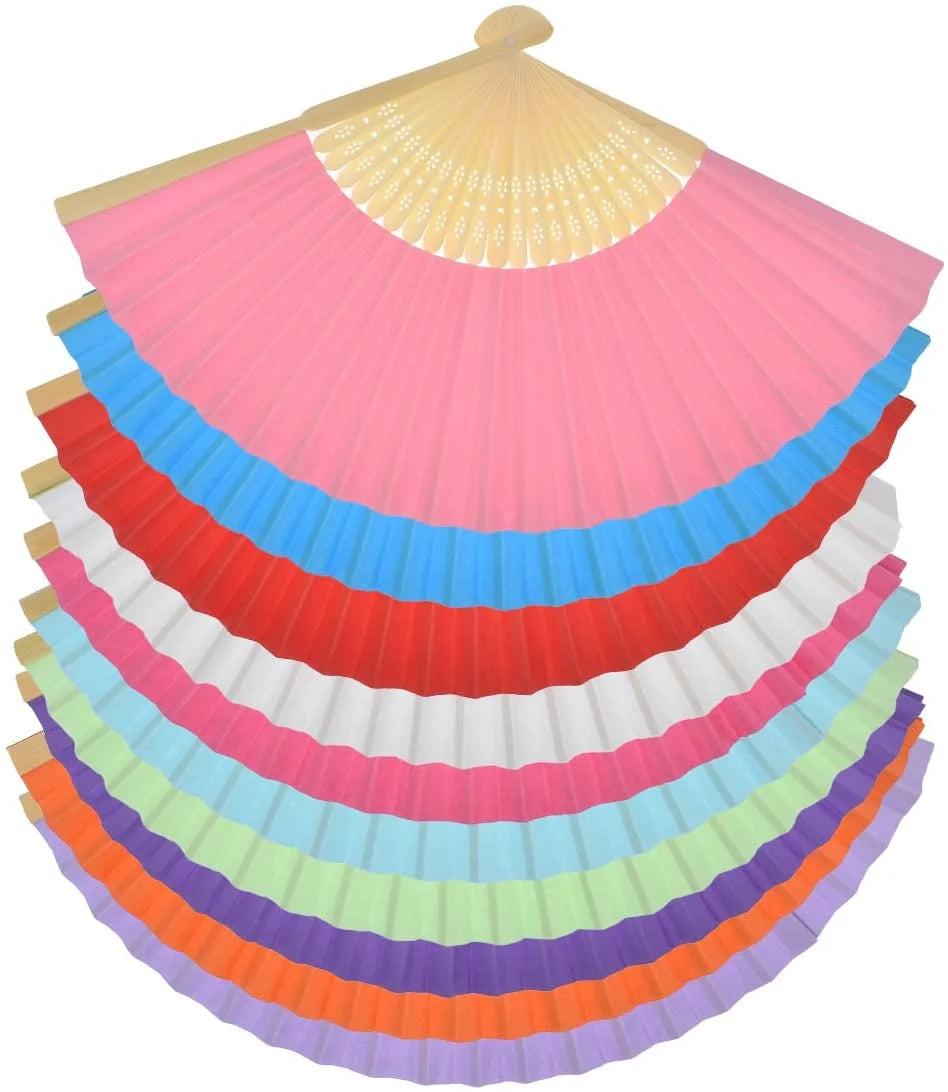 DIY Multicolor Paper Hand Fan for Dancing Cosplay Bamboo Paper Fan for Wedding Party and Home Decoration Hand Folding Fan