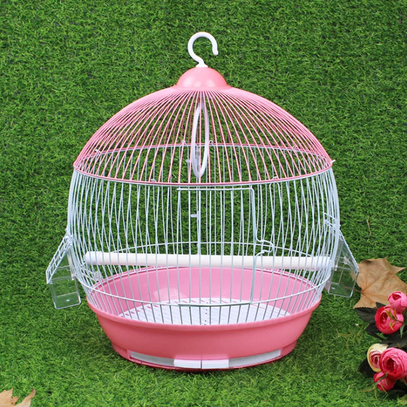Round Bird Cage Durable Antique Hanging Portable Breeding Parrot Pigeon Birds Cages